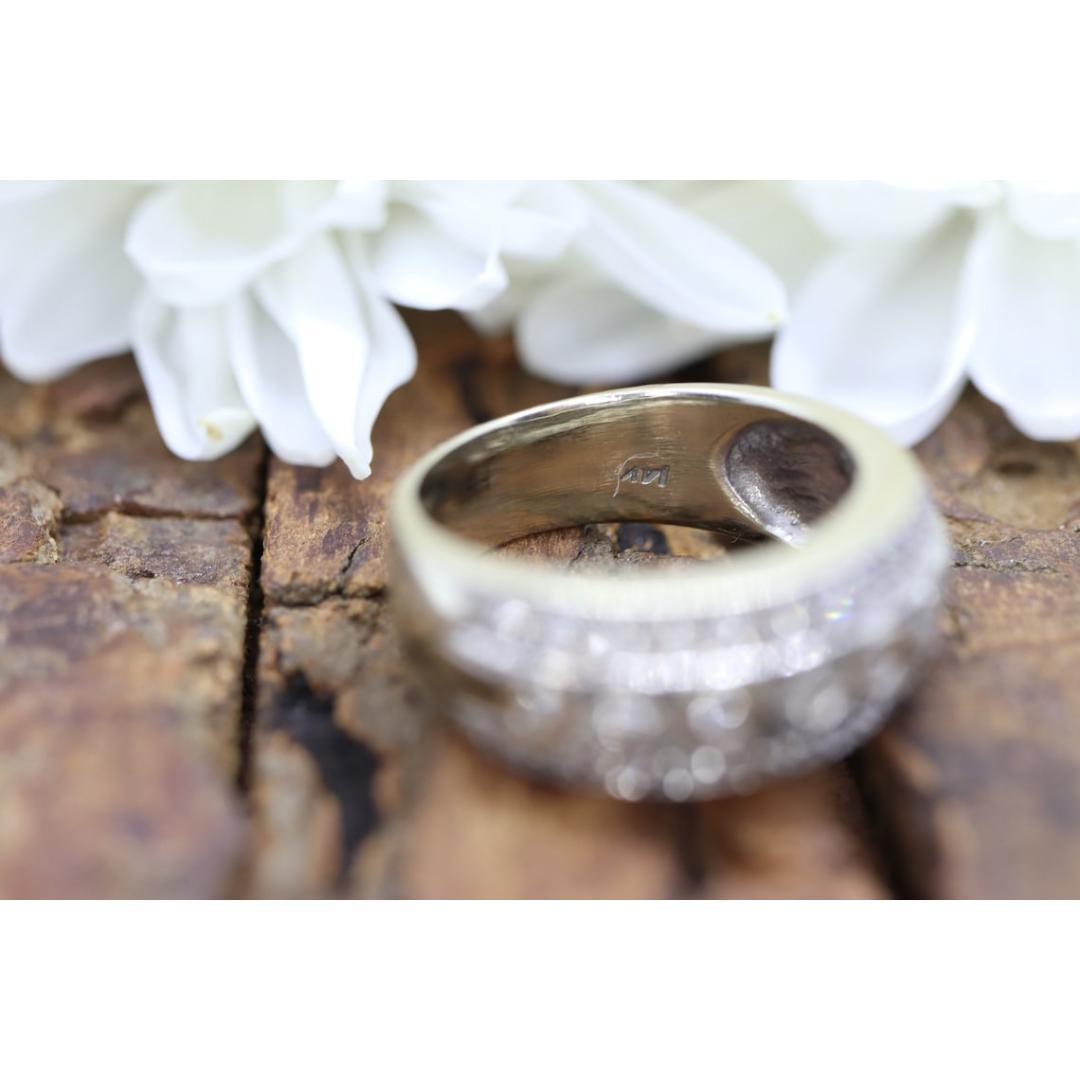 Bandeau Dome en diamant 14k. Bague en filigrane de diamants avec détails complexes Bague à volute ouverte. Lunette en vente 3