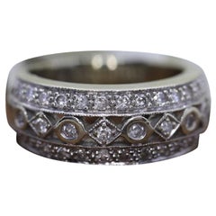14k Diamond Dome band. Diamond Filigree Intricate Detail Open scroll ring. Bezel