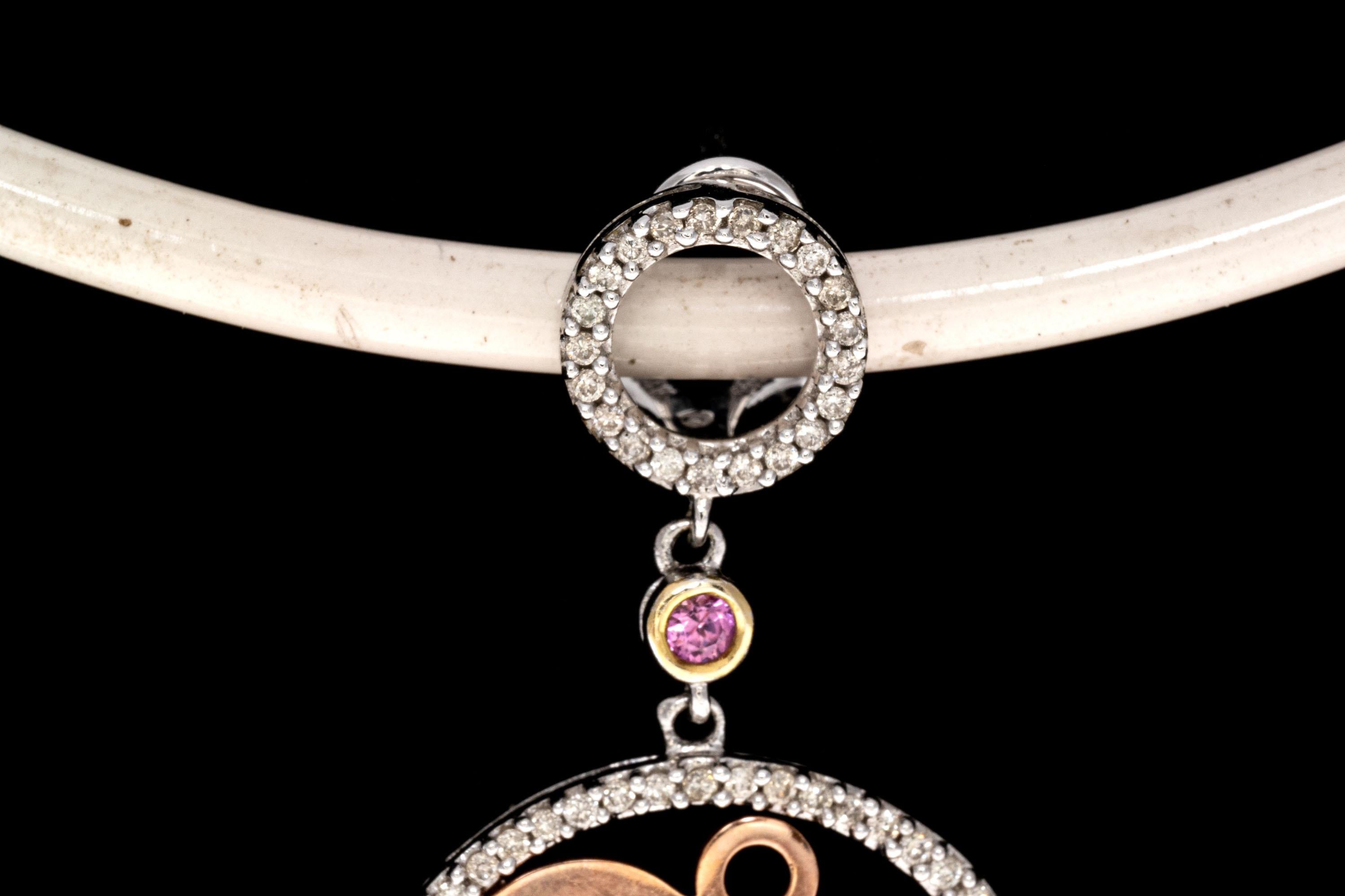 Women's 14k Diamond Double Circular Pendant Earrings For Sale