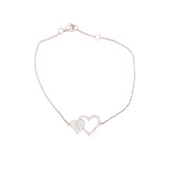 14K Diamond Double Heart Bracelet White Gold
