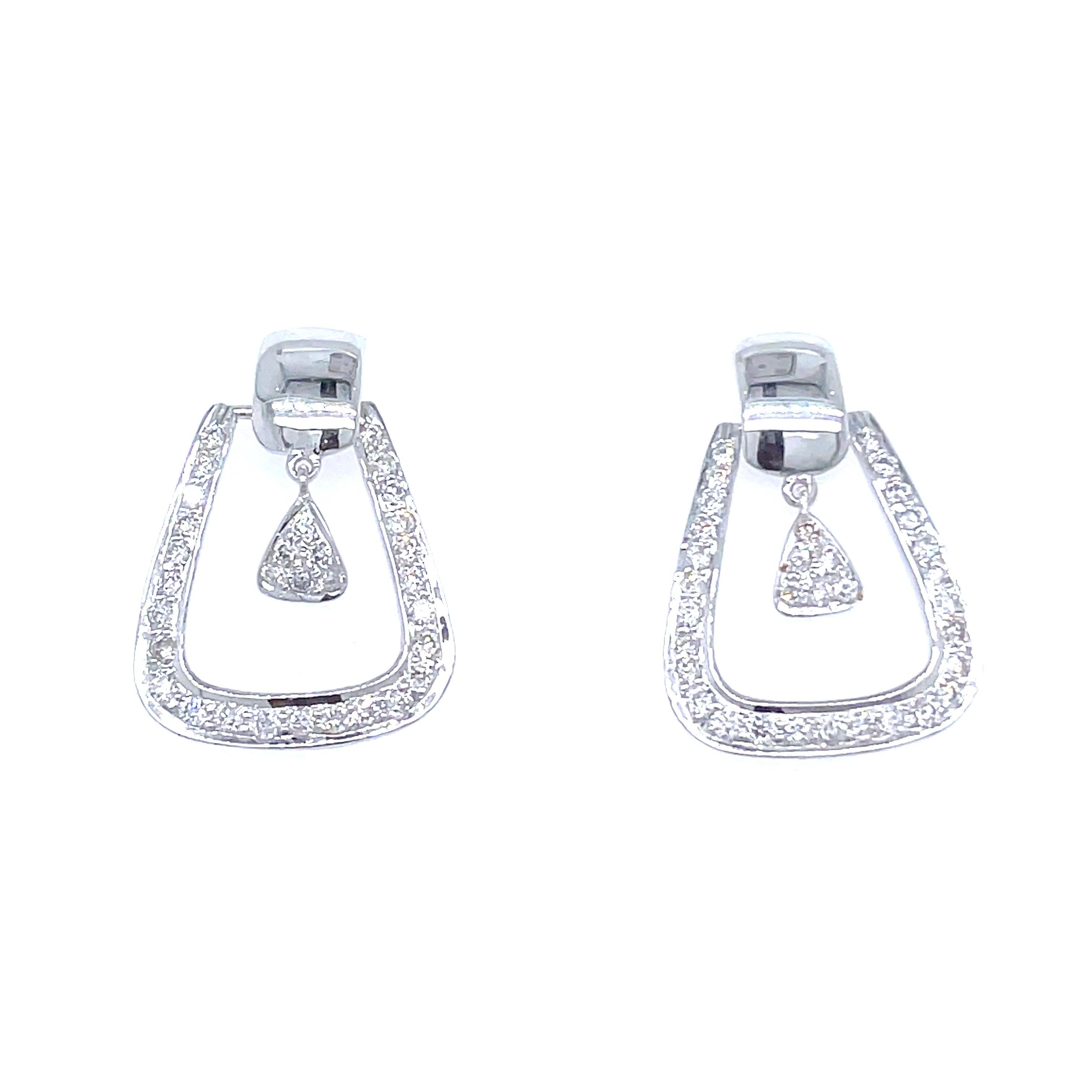 Contemporary 14K Diamond Drop Earrings  For Sale