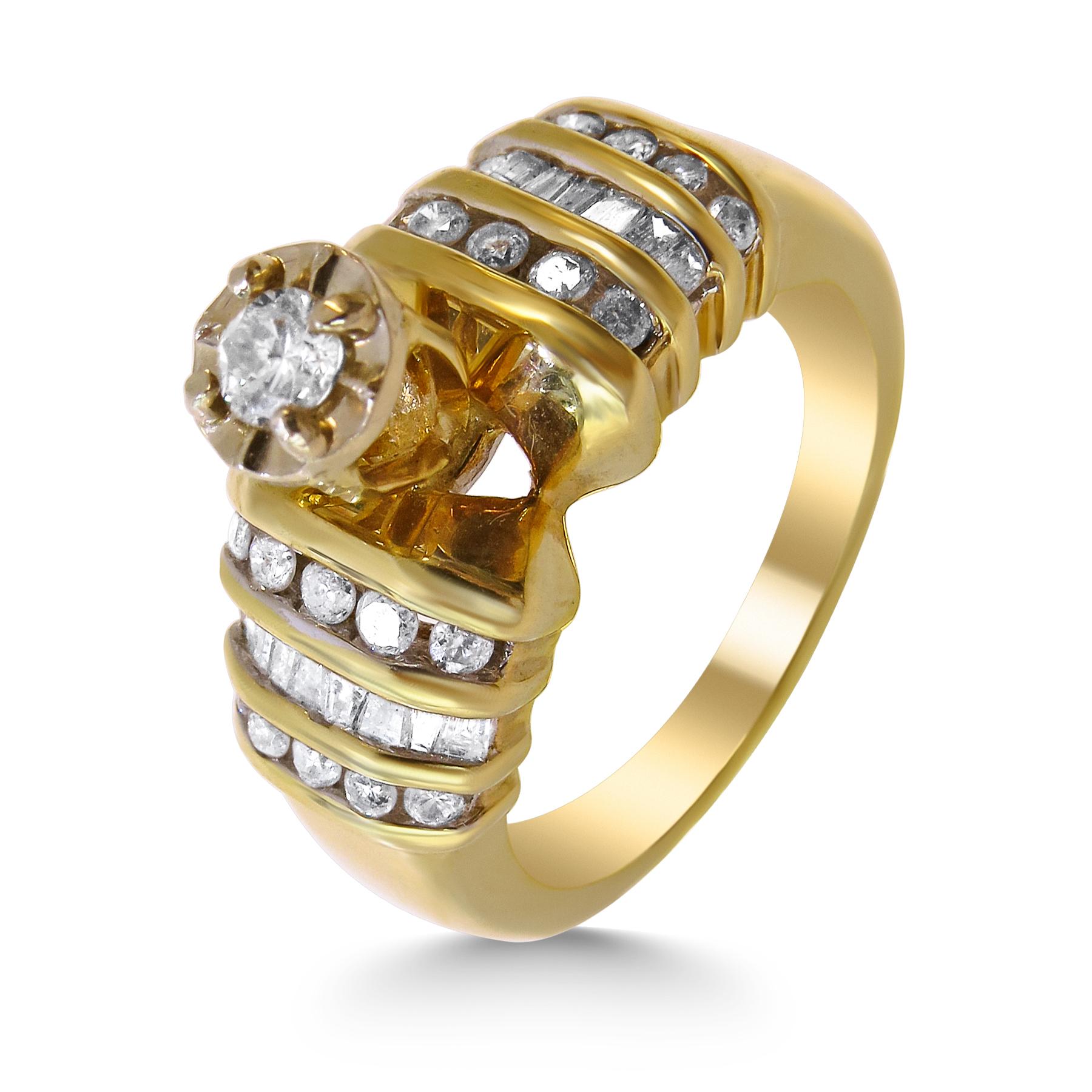 Art Deco 14 Karat Diamond Engagement Ladies Ring
