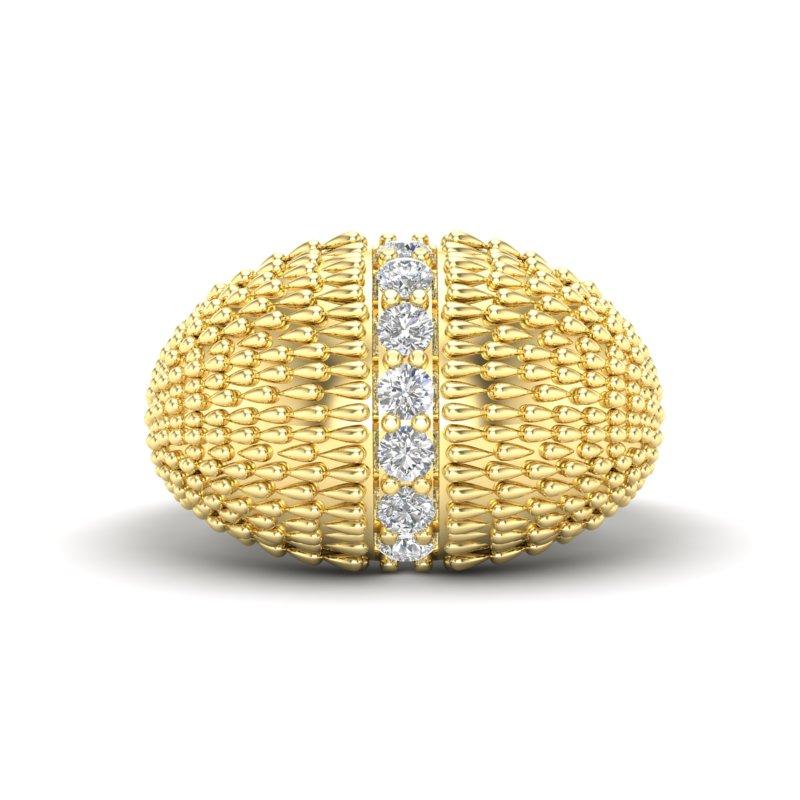 14K Ring Diamond Fancy Dome Ring Band For Sale 1