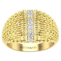 14K Ring Diamond Fancy Dome Ring Band