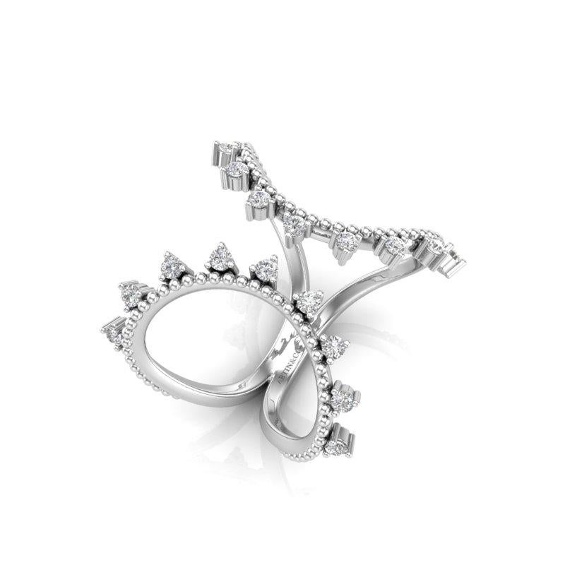 Contemporary 14K Diamond Fashion Open Cuff Ring Band For Sale