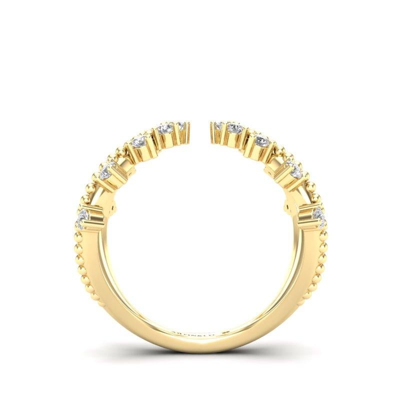 14K Diamant Mode Offene Manschette Ring Band (Rundschliff) im Angebot