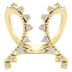 14K Diamant Mode Offene Manschette Ring Band