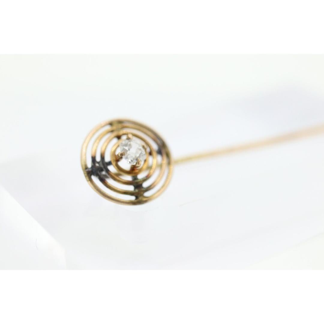 14k diamond filigree Victorian Lingerie bar brooch or stick pin For Sale 1