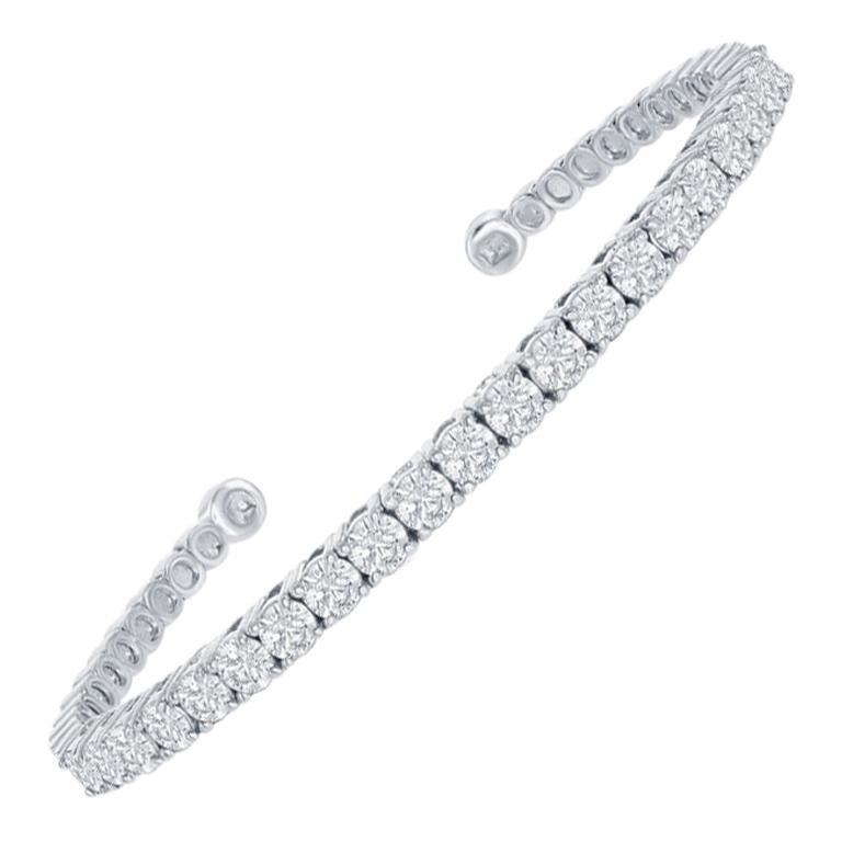 Bracelet jonc souple en or 14 carats avec diamants de 3 carats
