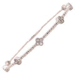 14K Diamond Flexible Bangle White Gold