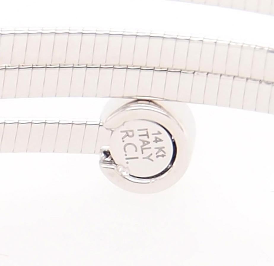 Women's or Men's 14 Karat Diamond Flexible Bracelet Bangle Coil Flexible White Gold 0.14 Carat