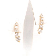 14K Diamond Graduated Stud Earrings Yellow Gold