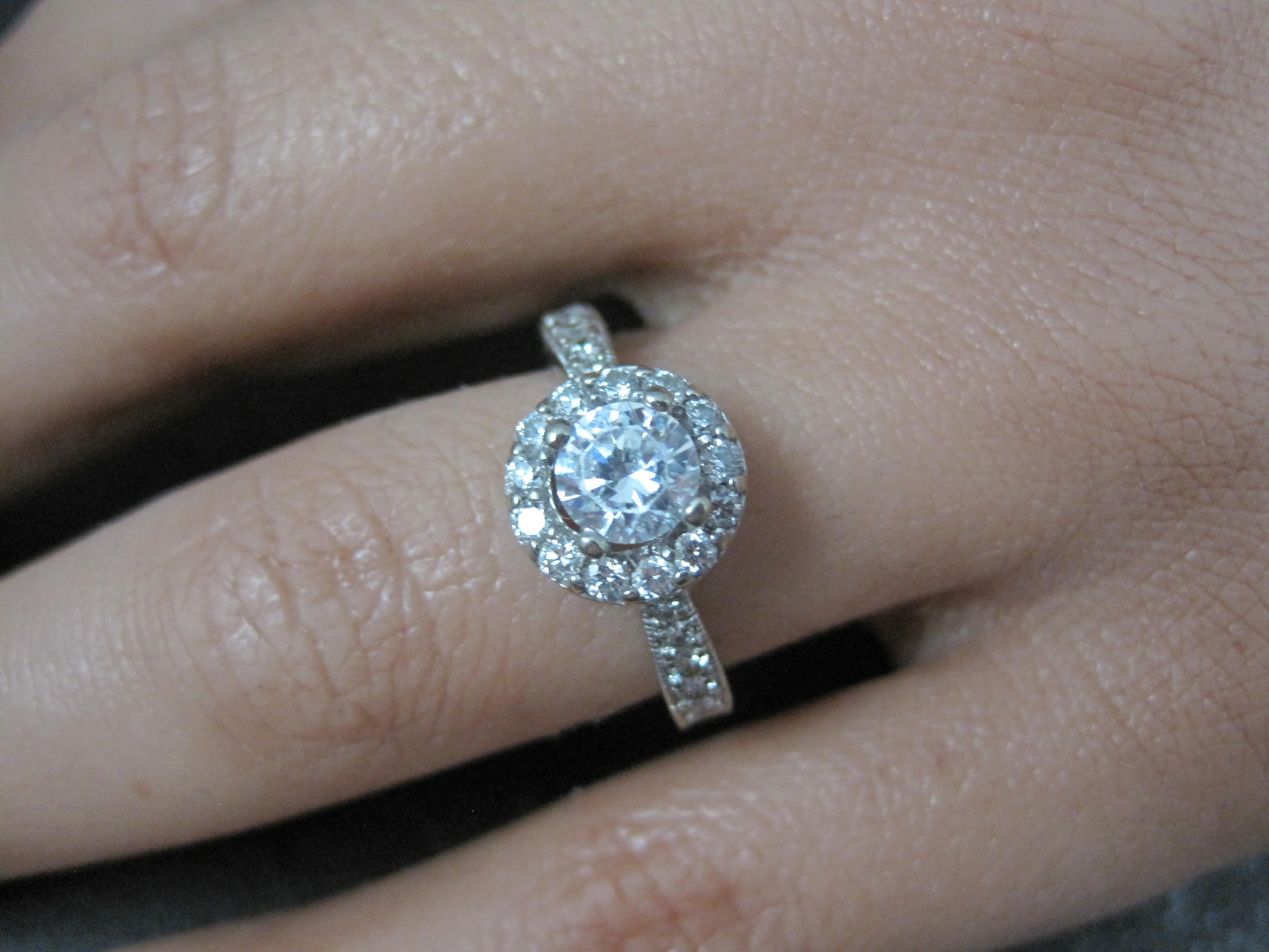 14K Diamond Halo Engagement Ring Size 5.5 Finelli For Sale 3