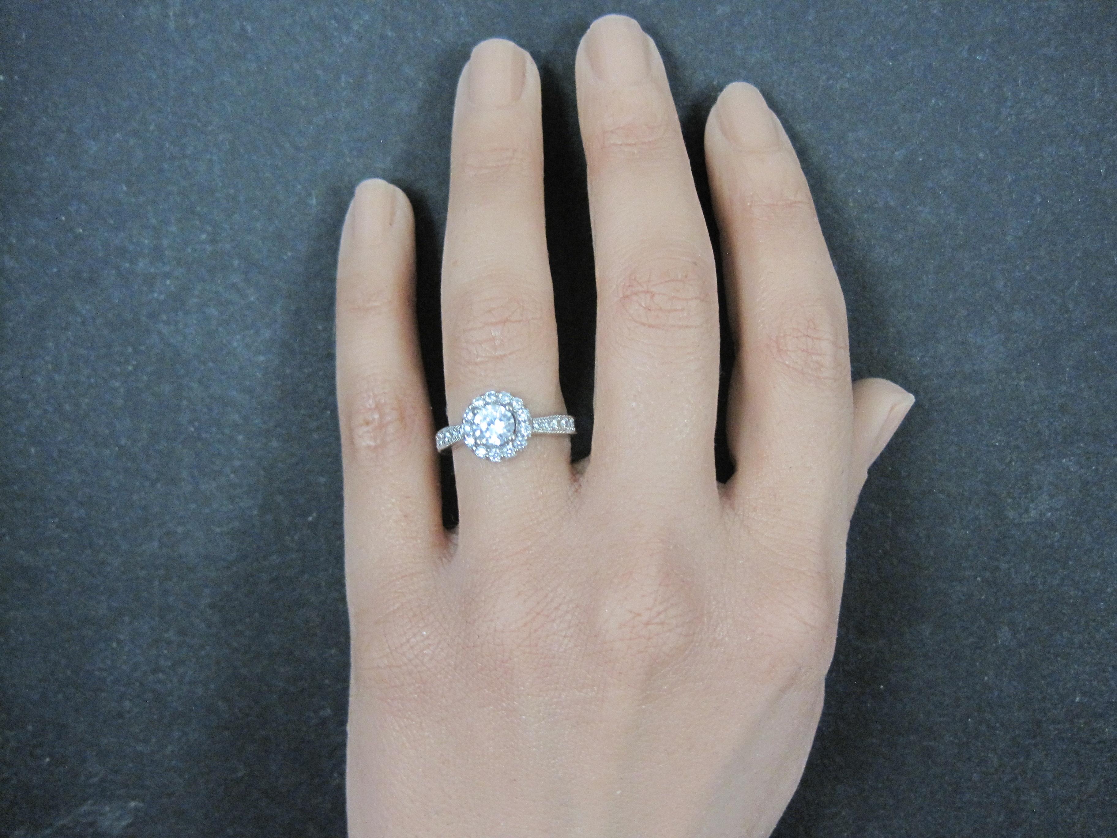 14K Diamond Halo Engagement Ring Size 5.5 Finelli For Sale 6