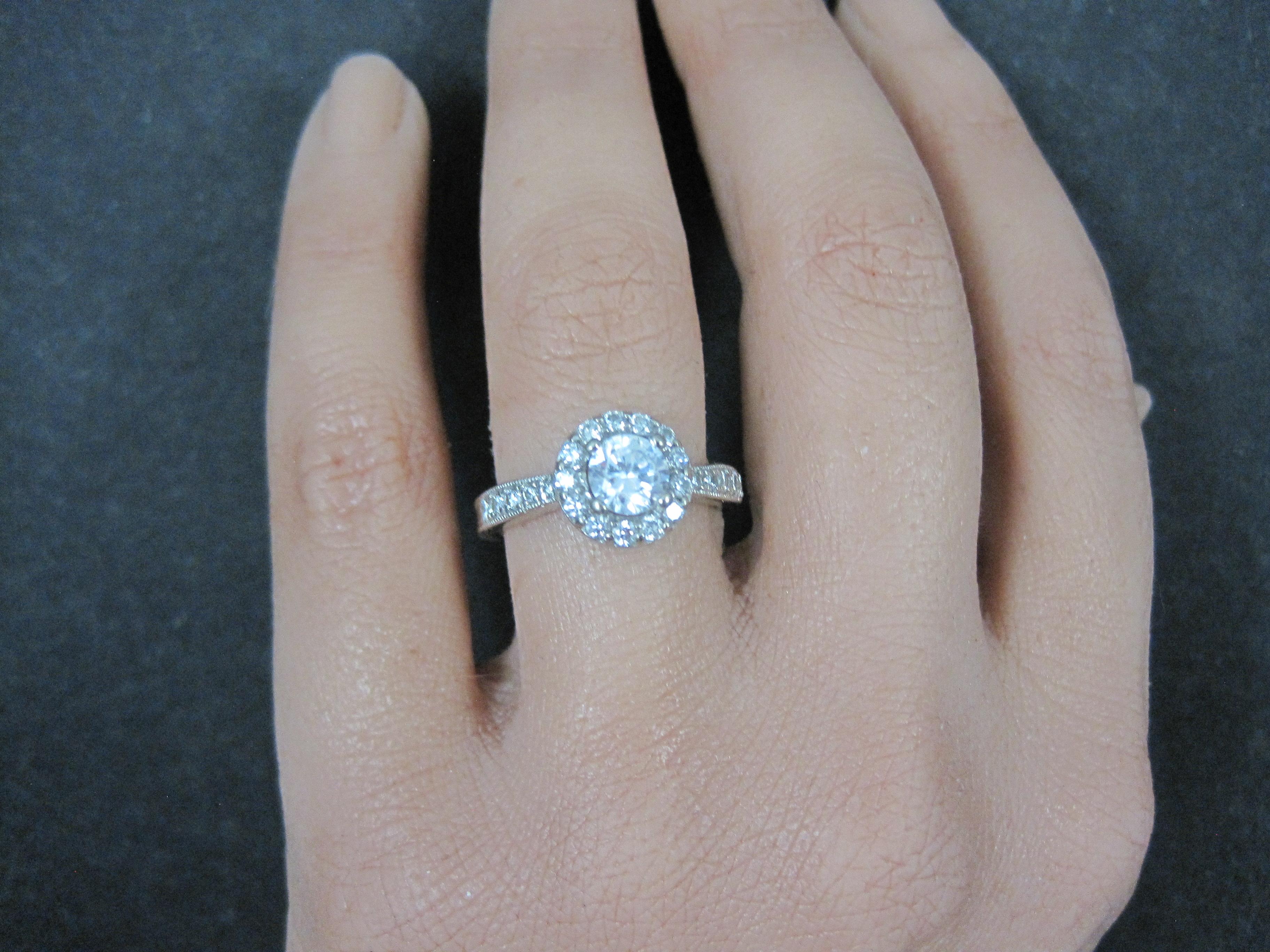 14K Diamond Halo Engagement Ring Size 5.5 Finelli For Sale 7