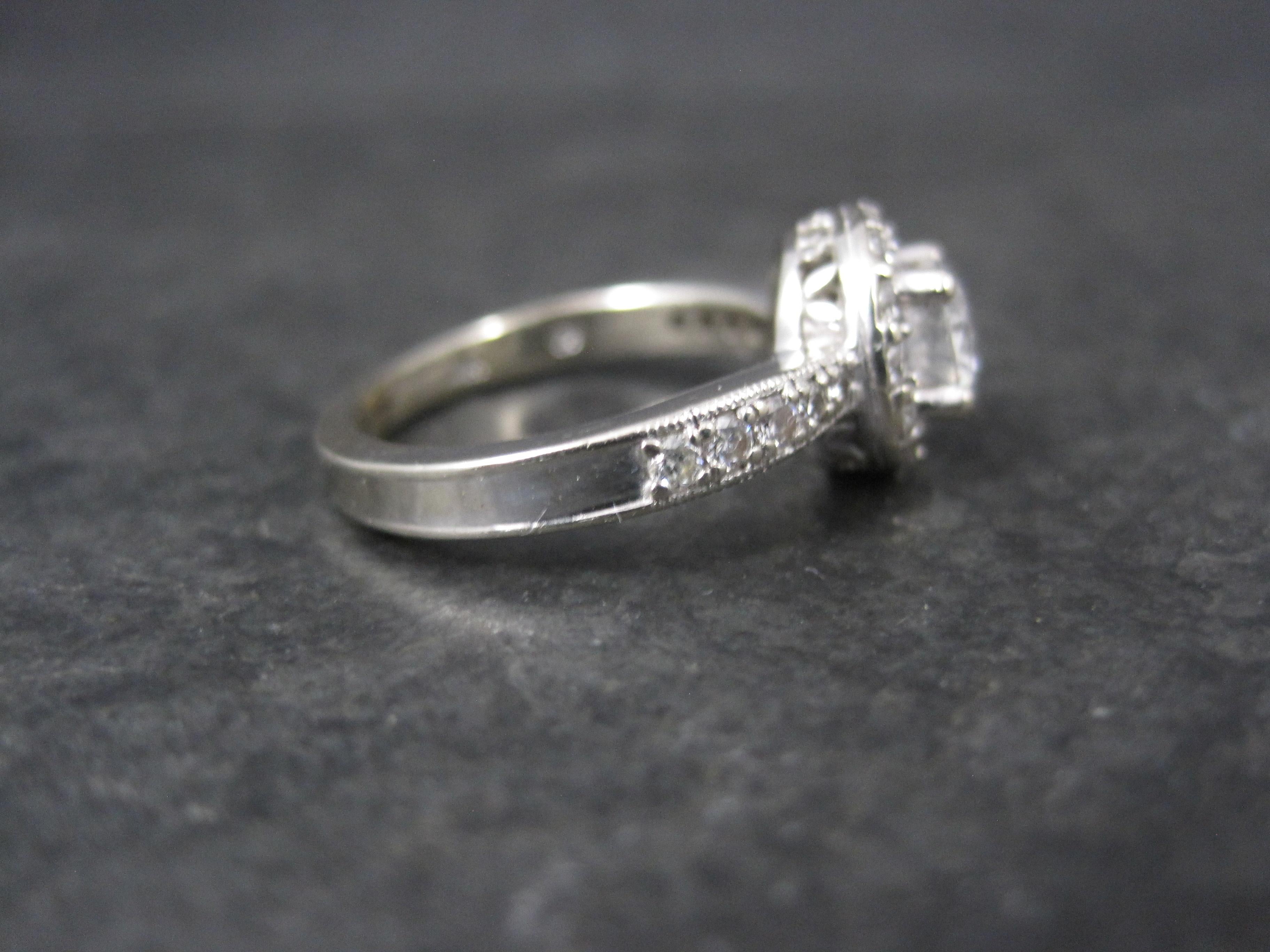 Art Deco 14K Diamond Halo Engagement Ring Size 5.5 Finelli For Sale