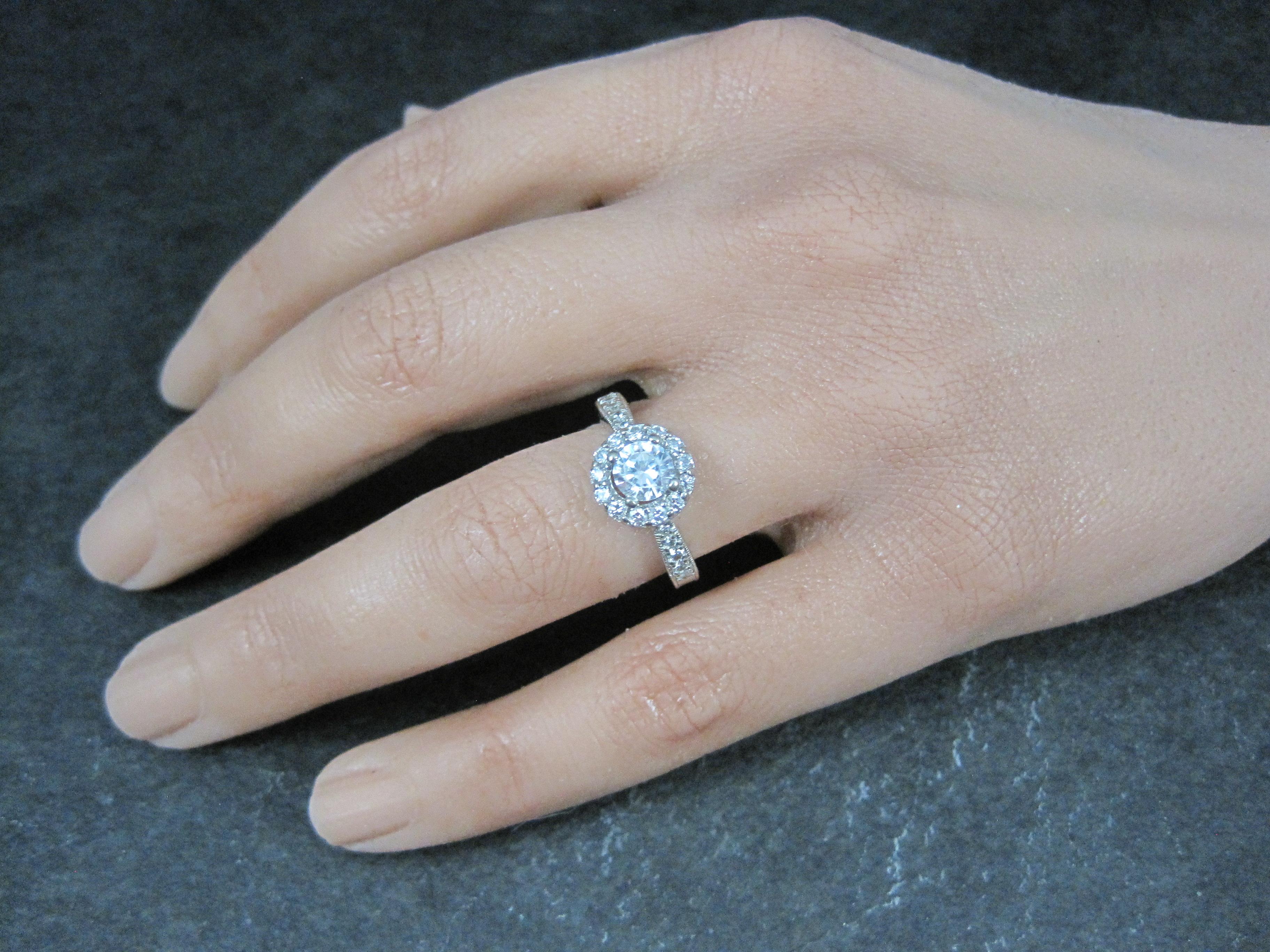 14K Diamond Halo Engagement Ring Size 5.5 Finelli For Sale 2