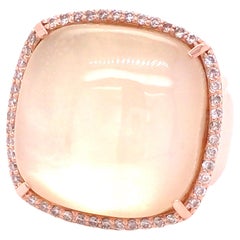 14K Diamond Halo Mother of Pearl Ring Rose Gold