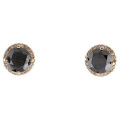 14K Diamond Halo Stud Earrings - Fine Jewelry, Stunning Jewelry Piece, Elegant