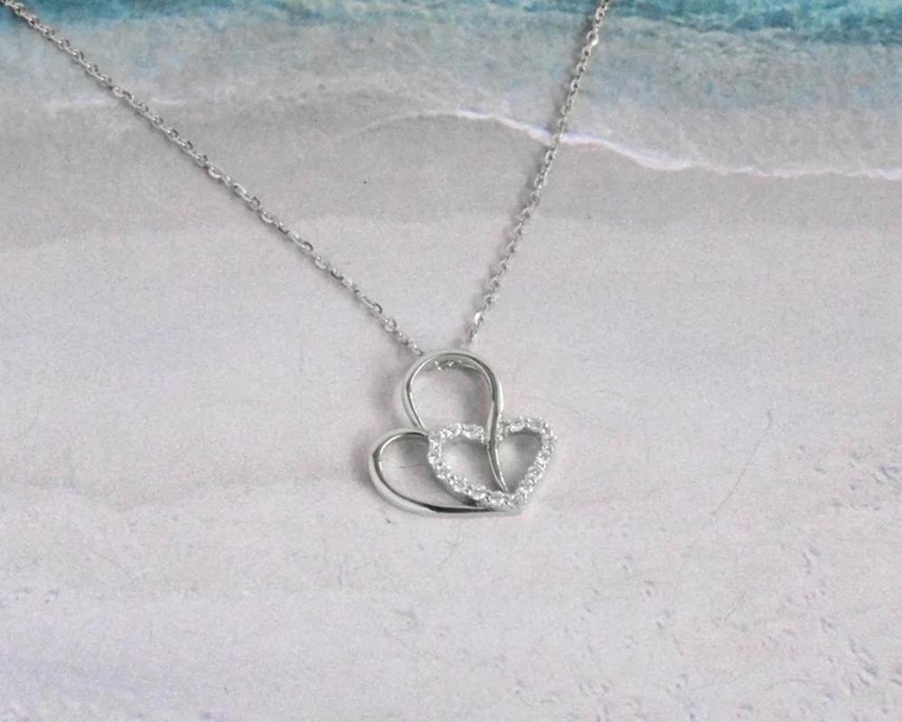 da uomo o donna Collana con cuore di diamanti in oro 14k Collana con diamanti Micro Pave in vendita