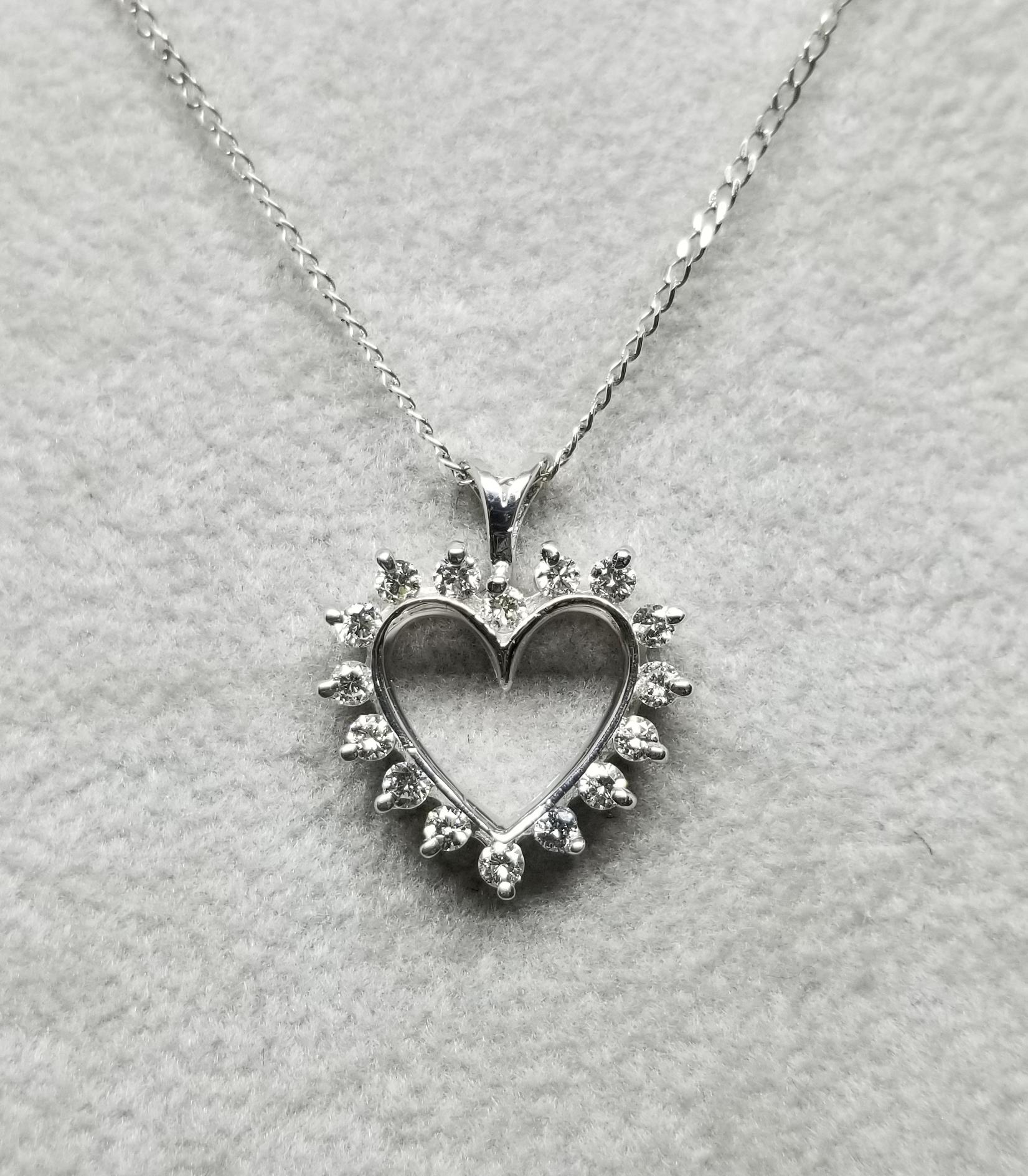 Art Deco 14 Karat Diamond Heart Pendant