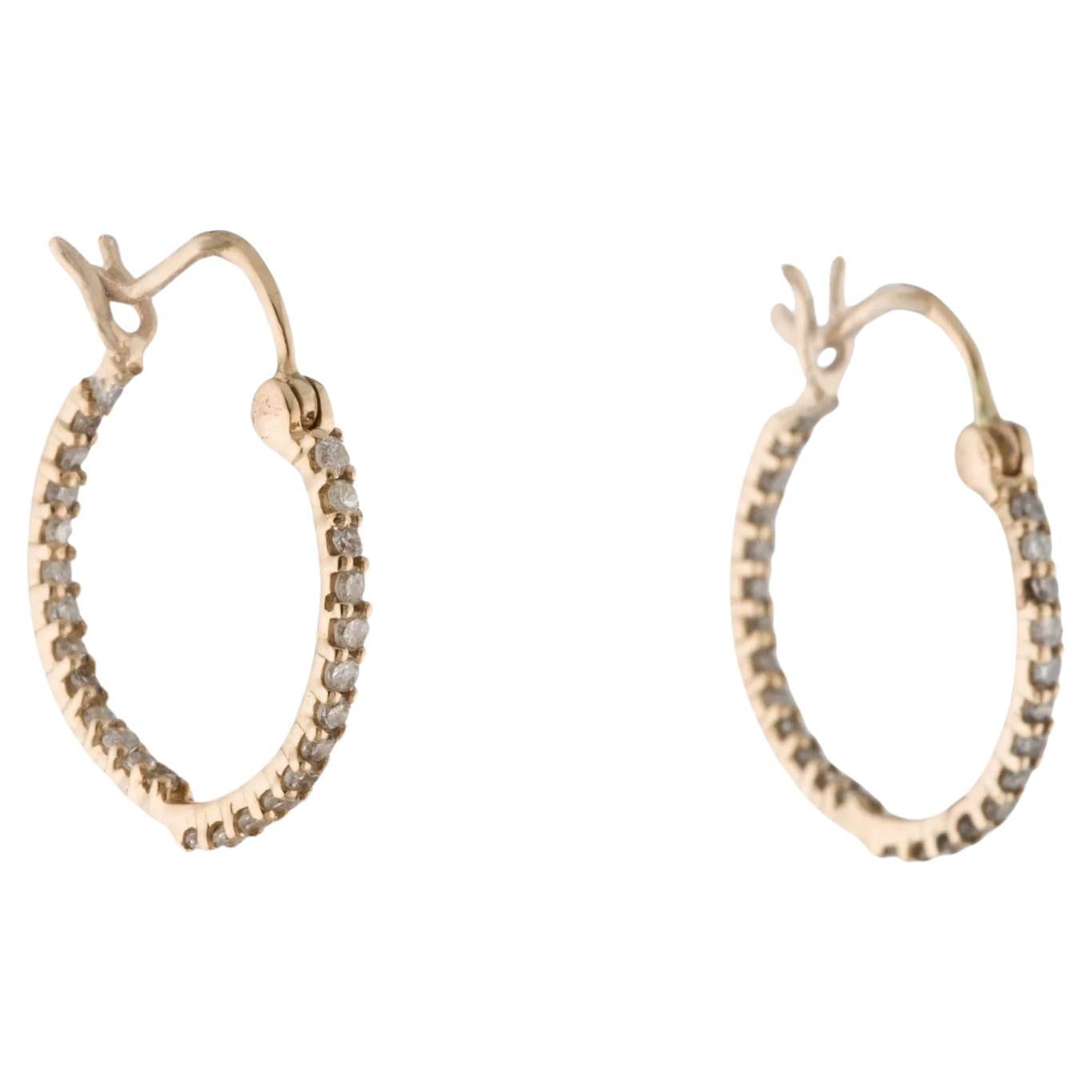 14K Diamond Hoop Earrings, 0.32ctw For Sale