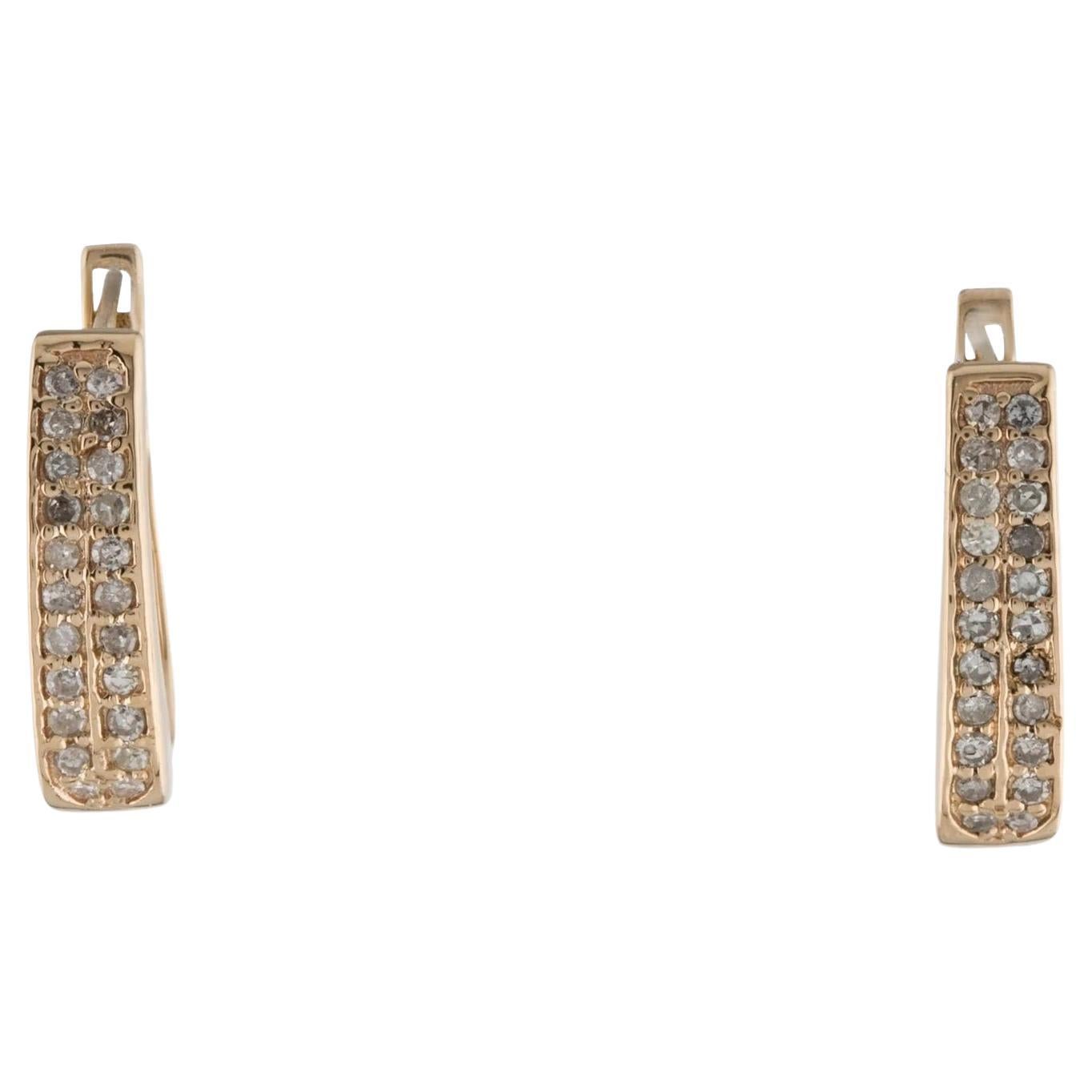 14K Diamond Hoop Earrings - Classic Yellow Gold, 0.27 Carat Single Cut Diamonds For Sale