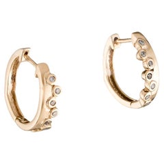14K Diamond Hoop Earrings - Classic Yellow Gold Jewelry with Sparkling Diamonds