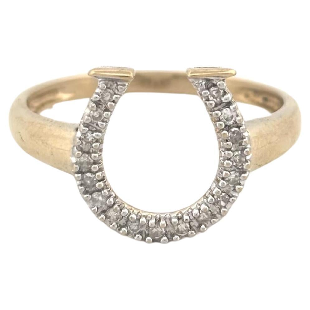 Bague en fer à cheval 14k avec diamant