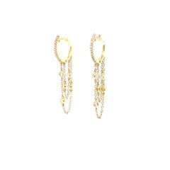 14k Diamond Huggie Chain Dangle Yellow Gold