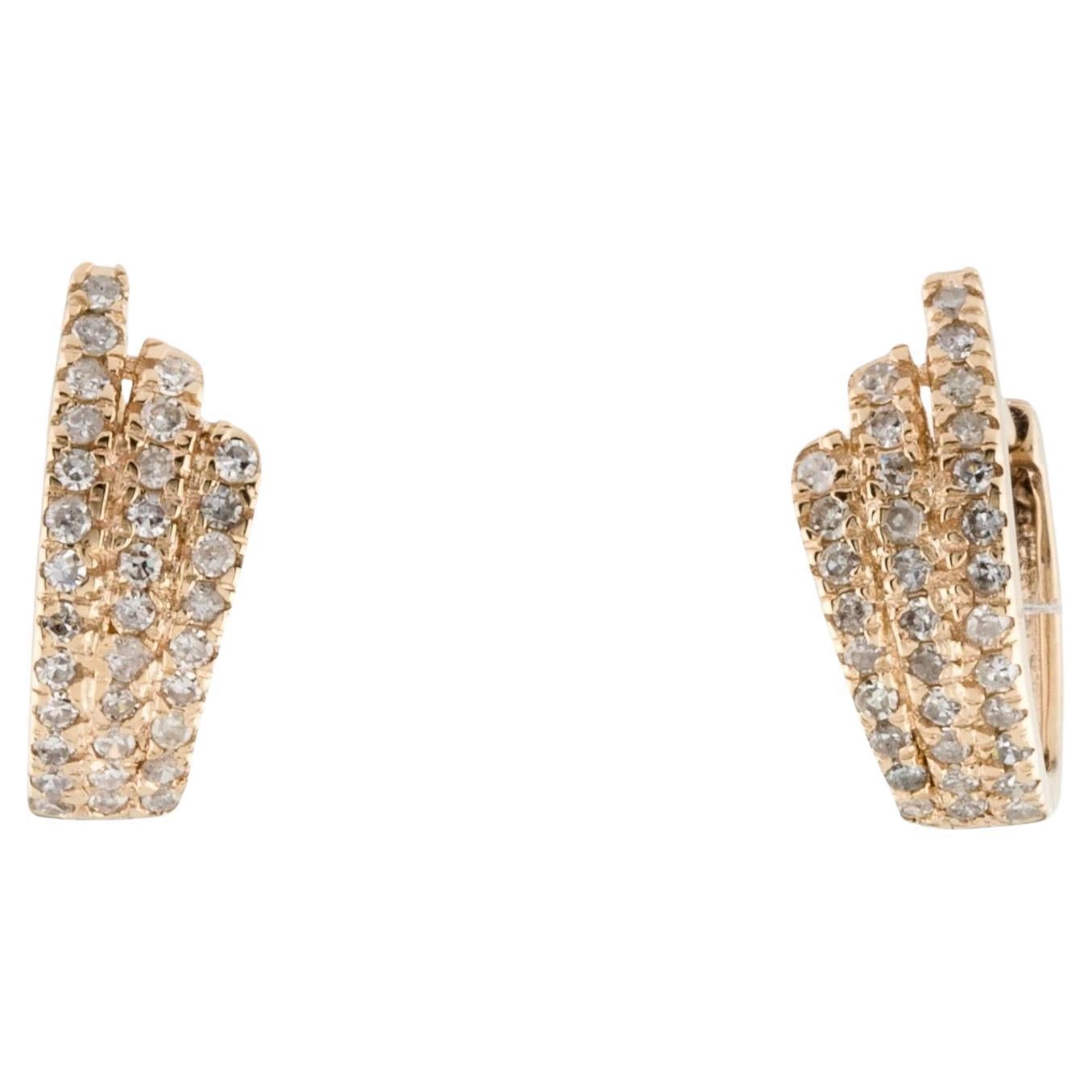 14K Diamond Huggie Earrings - 0.29 Carat Round Brilliant Diamonds