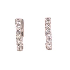 14K Diamond Huggy Earrings White Gold