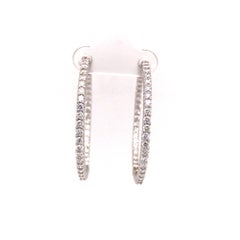 14K Diamond In / Out Hoop Earrings White Gold