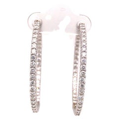 14K Diamond In / Out Hoop Earrings White Gold