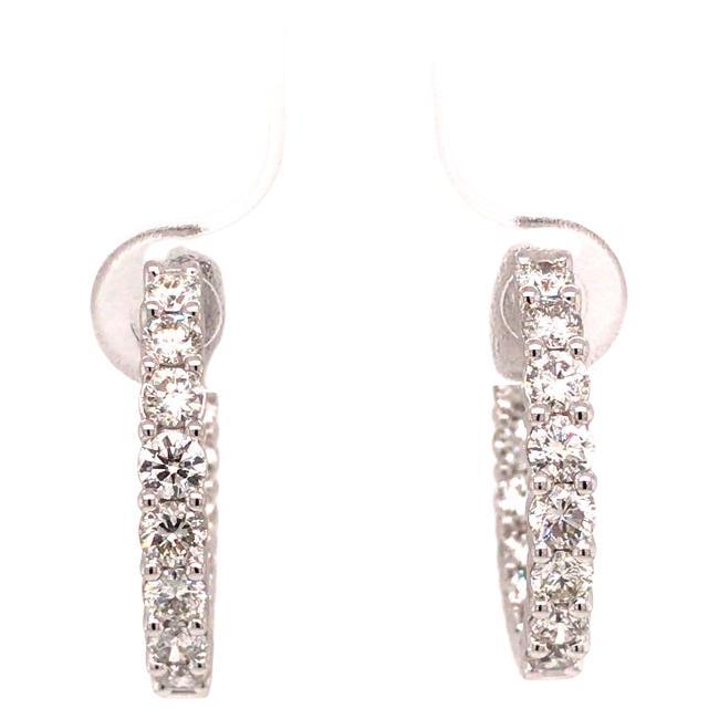 14K Diamond In / Out Hoop Earrings White Gold