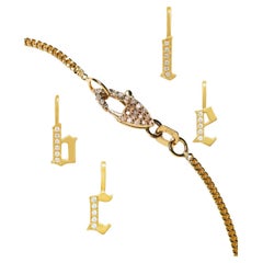 Colgante de oro de 14k con inicial "d" de diamante en cadena de trigo con cierre de diamante