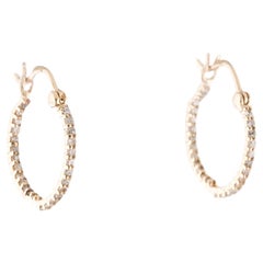 14K Diamond Inside-Out Hoop Earrings - Single Cut Diamonds, Near Colorless, 0.28