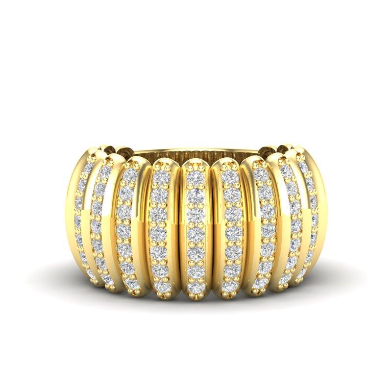 14K Gold Diamond Line Dome Ring Band For Sale 1
