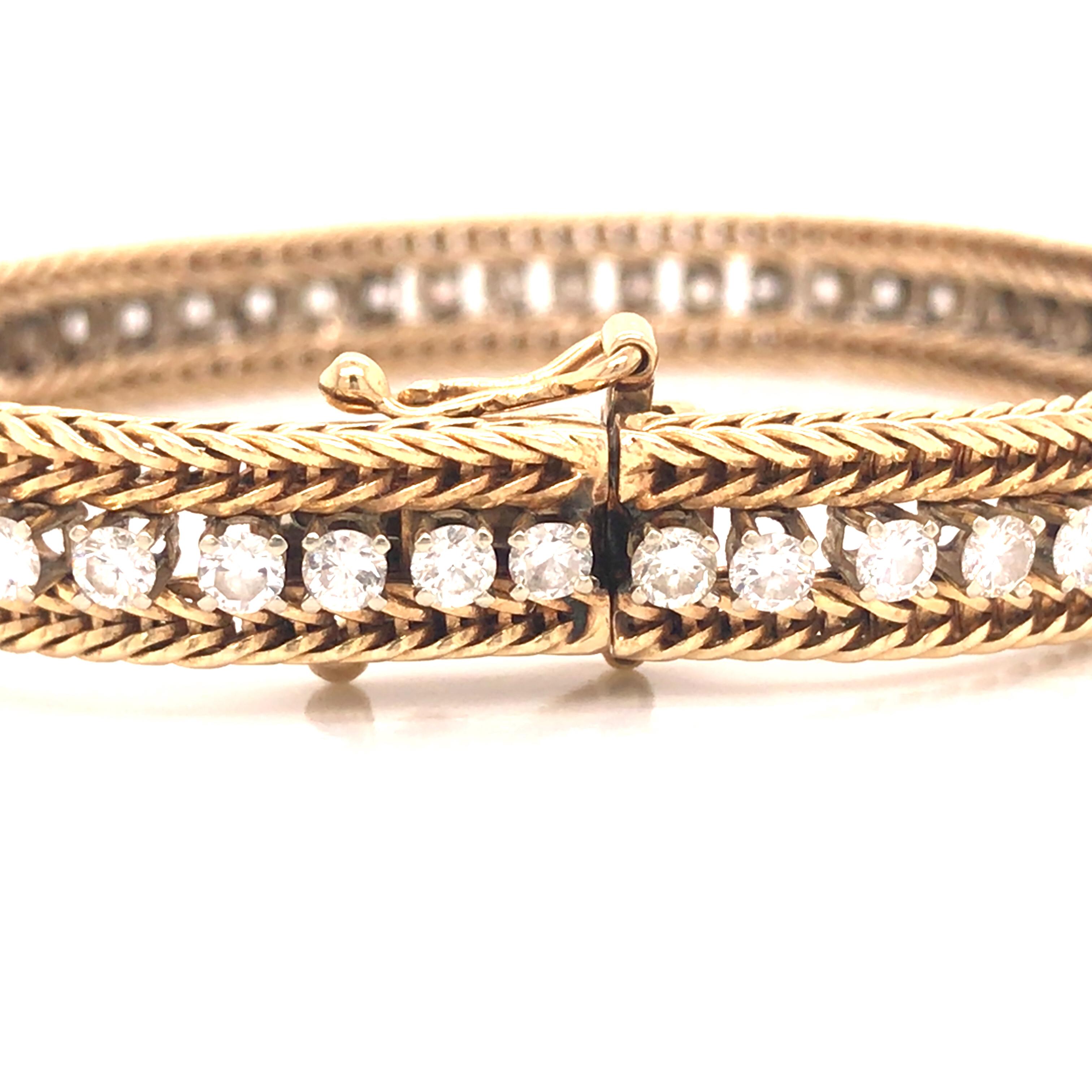 14K Diamond Line Seil-Armband aus zweifarbigem Gold Damen im Angebot