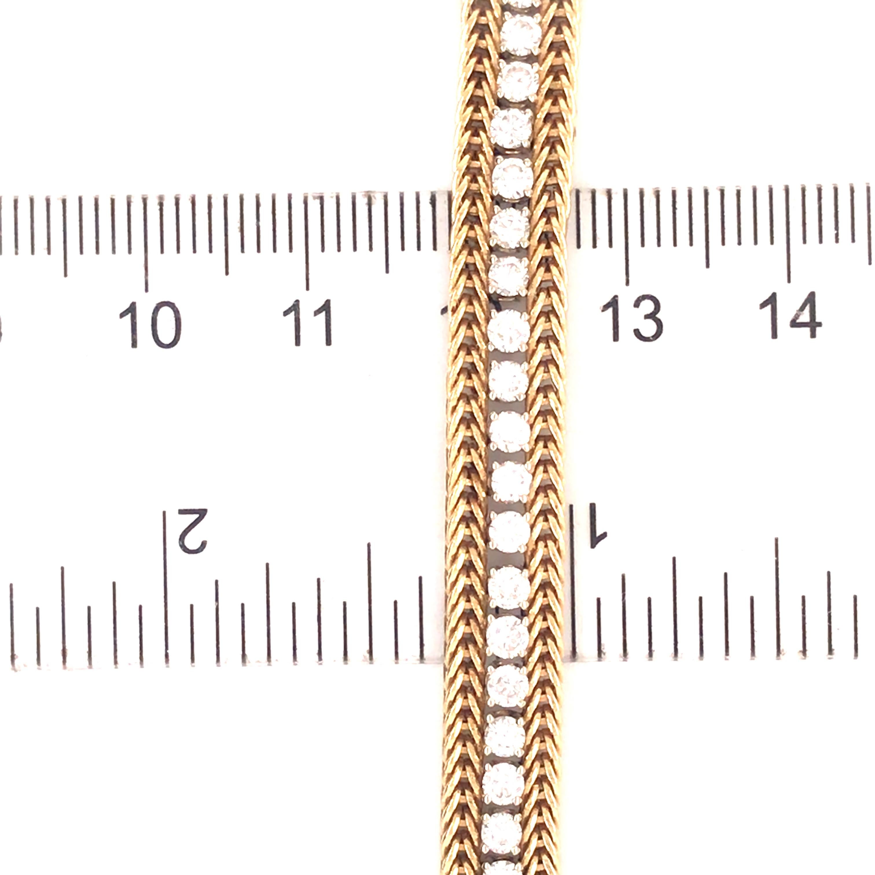 14K Diamond Line Seil-Armband aus zweifarbigem Gold im Angebot 1