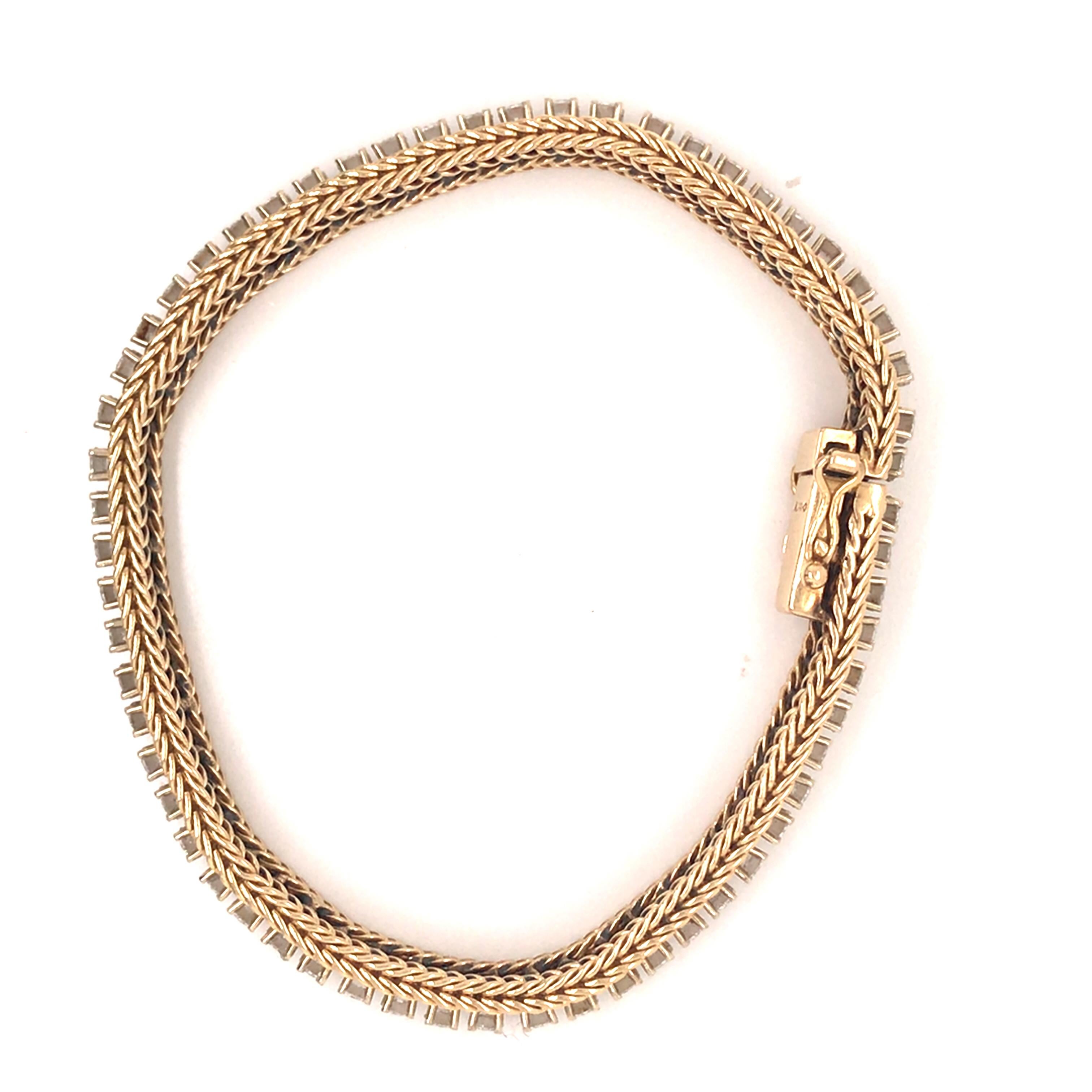 14K Diamond Line Seil-Armband aus zweifarbigem Gold im Angebot 2