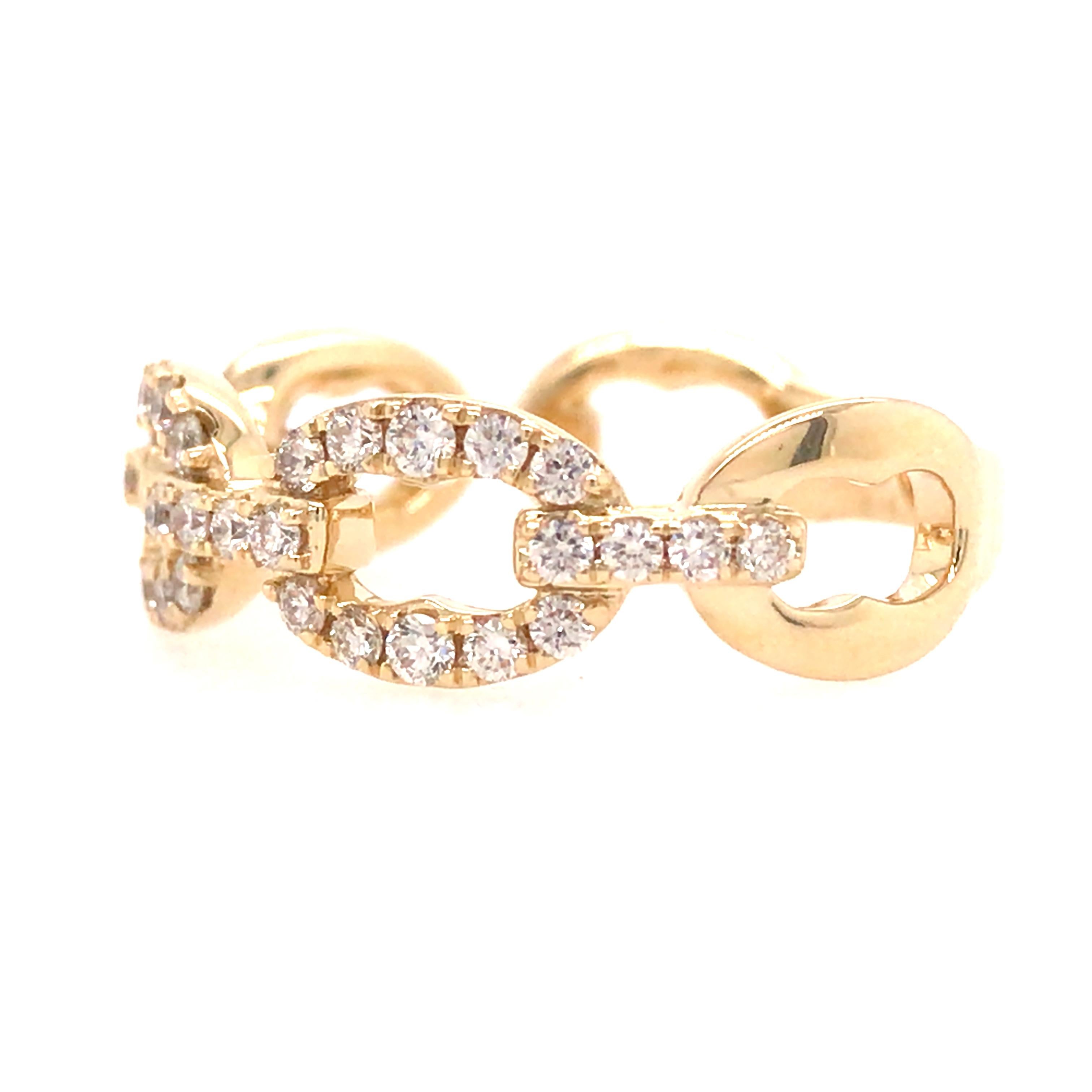 14K Diamond Link Band Yellow Gold In New Condition In Boca Raton, FL
