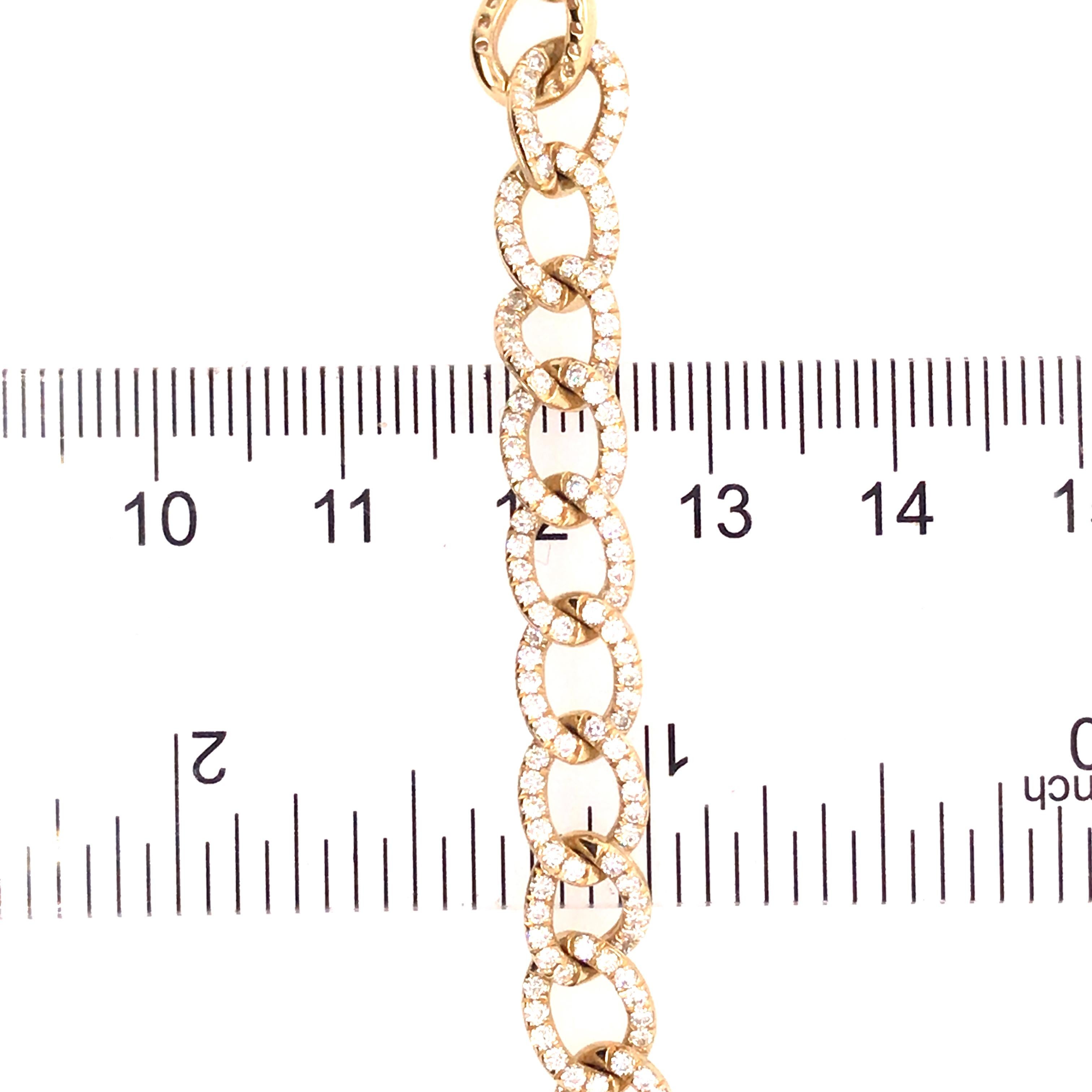 14K Diamond Link Bracelet Yellow Gold 4