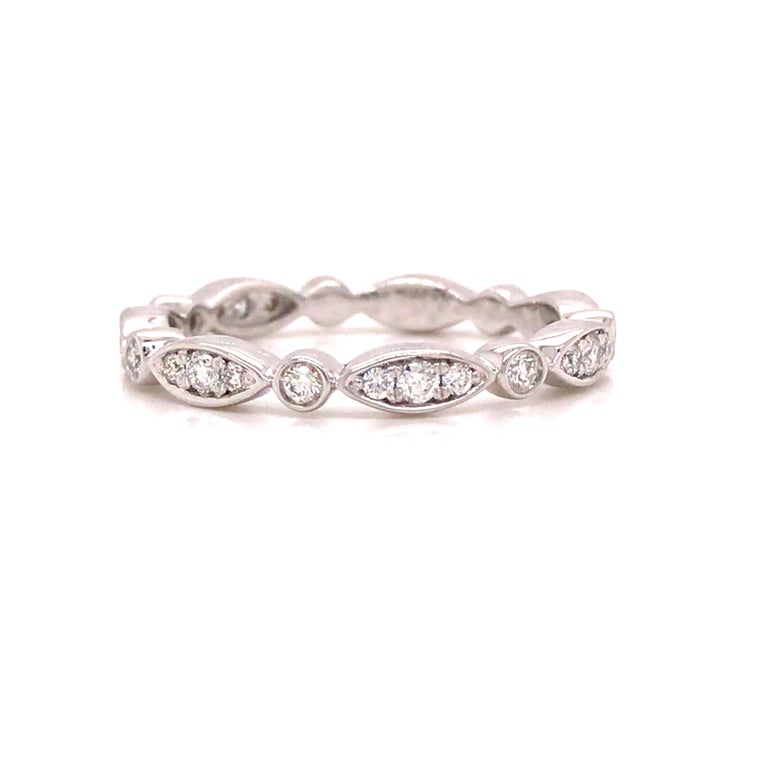 14K Diamond Marquise and Round Shape Band White Gold For Sale at 1stDibs