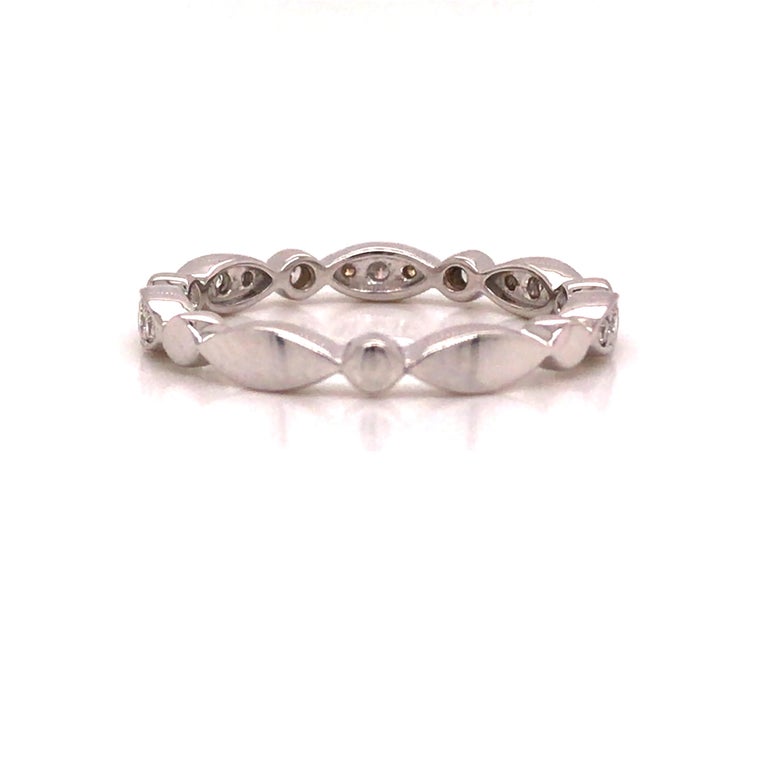 14K Diamond Marquise and Round Shape Band White Gold For Sale at 1stDibs