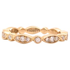 14K Diamond Marquise and Round Shape Band Yellow Gold