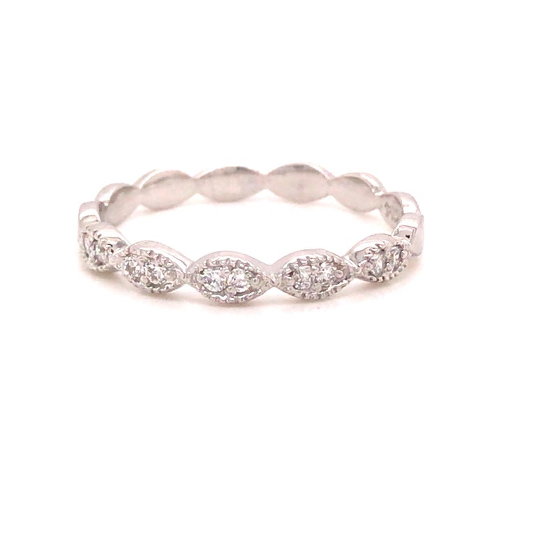 14K Diamond Marquise Shape Cluster Band White Gold at 1stDibs
