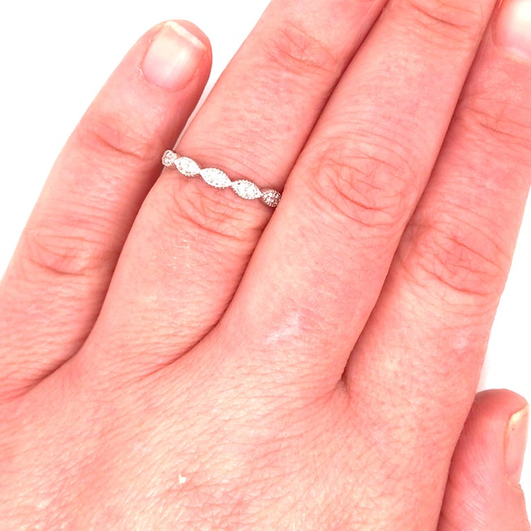 14K Diamond Marquise Shape Cluster Band White Gold For Sale at 1stDibs