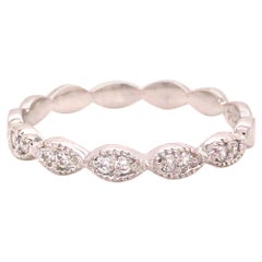 14K Diamond Marquise Shape Cluster Band White Gold