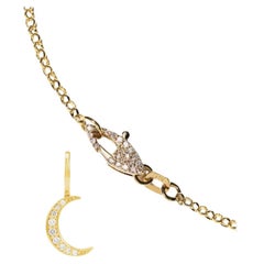 14k Gold Natural Diamond Moon Pendant